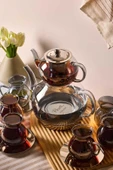 Perotti Keyf-i Ala Füme Premium 20 Parça Indüksiyon Tabanlı Borosilikat Çay Seti thumbnail 2