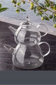 Isıya Dayanıklı Borosilikat Lüks Cam Çaydanlık Demlik Set thumbnail 2
