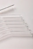 Straw 6'lı Şeffaf Cam Eğimli Isıya Dayanıklı (Borosilikat) Pipet Ve 1 Adet Pipet Temizleme Fırçası thumbnail 2