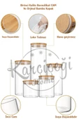 3 Lü Set 1400 ml Bambu Kapaklı Kavanoz Baharatlık Vakumlu Borcam Model - Krdln thumbnail 2