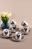 6'lı Porselen Kahve Fincanı Takımı-kalpli #girlboss thumbnail 1