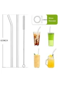 14pcs/set Reusable Glass Straws Clear Smooth Glass Drinking Straw 6 Straight and 6 Bent with 2 Cl... thumbnail 3
