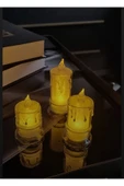 Titreyen Alevli Kristal Erimiş Led Mum 3'lü Hareketli Alevli Eriyen Yapay Mum Pilli Led thumbnail 1