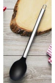 Paslanmaz Çelik Sap Silikon Uçlu Kaşık 33 Cm Büyük Boy thumbnail 1