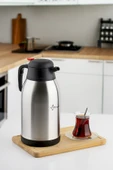 1250-P Sızdırmaz Kapak Paslanmaz Çelik Termos - Çay Termosu 2,5 Litre Siyah thumbnail 3