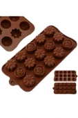 15 Göz Çeşitli Çiçek Şekilleri %100 Silikon Jöle Kek Kurabiye Şeker Vb. Çikolata Kalıbı (1 ADET) thumbnail 1