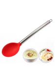 Silikon Kaşık Paslanmaz Saplı Servis Kaşığı Kırmızı 34 cm thumbnail 1