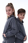 Basic Kapüşonlu Şardonlu Kanguru Cep Detaylı Çocuk Sweatshirt 3-10 Yaş Ekru - 4