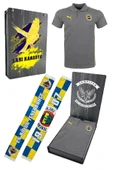 Fenerbahçe Orijinal Lisanslı 2024/25 A Takım Polo Yaka Gri T-Shirt + Şal Kaşkol Set Hediyelik Ahşap Kutulu - 1