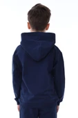 Basic Kapüşonlu Şardonlu Kanguru Cep Detaylı Çocuk Sweatshirt 3-10 Yaş Lacivert - 4
