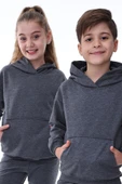 Basic Kapüşonlu Şardonlu Kanguru Cep Detaylı Çocuk Sweatshirt 3-10 Yaş Ekru - 1