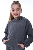 Basic Kapüşonlu Şardonlu Kanguru Cep Detaylı Çocuk Sweatshirt 3-10 Yaş Ekru - 3