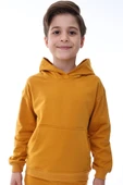 Basic Kapüşonlu Şardonlu Kanguru Cep Detaylı Çocuk Sweatshirt 3-10 Yaş Ekru thumbnail 3