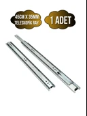 Teleskobik 35MM Çekmece Ray Bilyeli Mobilya Dolap Rayı(35MM)(TAKIM)(KROM) 45cm 45cm - 1 ADET - 1