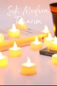 24 Adet Led Mum Tealight Mini Dumansız Pilli Alevli Dekoratif Yapay Mum Işıldak Beyaz 1036-2 thumbnail 8