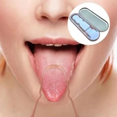 Bakır Oil Pulling Yağ Çekme Dil Plak Temizleme Aleti Dil Fırçası Sıyırıcı Dil Kaşığı thumbnail 2