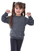 Basic Bisiklet Yaka Şardonlu Çocuk Sweatshirt 3-10 Yaş Krem - 3