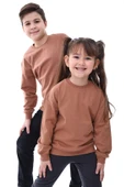 Basic Bisiklet Yaka Şardonlu Çocuk Sweatshirt 3-10 Yaş Krem - 2