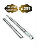 Teleskobik 35MM Çekmece Ray Bilyeli Mobilya Dolap Rayı(35MM)(TAKIM)(KROM) 25cm 25cm - 4 ADET - 1
