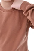 Basic Bisiklet Yaka Şardonlu Çocuk Sweatshirt 3-10 Yaş Krem - 4