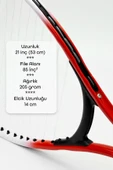 3lü SET Deluxe 21 İnç Çocuk Genç Tenis Raketi SETİ Çantalı Çocuk Tennis L2 Grip 53 cm Kırmızı 670 thumbnail 4