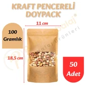 Kraft Pencereli Doypack 11x18,5x7 cm (50 Adet) thumbnail 1