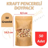 Kraft Pencereli Doypack 8,5x14,5x6 cm (50 Adet) - 1