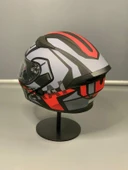 Jk-902 Güneş Vizörlü Çene Açılır Kask H1 RED - 4