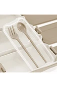 İronika 1260 ml 3 Katlı Kapaklı Çatal Bıçaklı Beslenme Kutusu Lunch Box Beslenme Kabı - Kahve - 3
