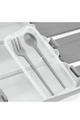 İronika 1260 ml 3 Katlı Kapaklı Çatal Bıçaklı Beslenme Kutusu Lunch Box Beslenme Kabı - Gri - 3