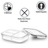 3 Bölmeli Kilitli Kapaklı 1 Litre Erzak Saklama Kabı LC-510 thumbnail 3