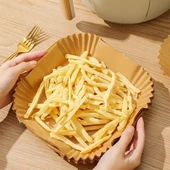 50 Adet Air Fryer Pişirme Kağıdı Tek Kullanımlık Yağ Geçirmez Yapışmaz Kare Tabak Model PVC thumbnail 6