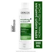 Vichy Dercos Anti-Pelliculaire Anti-Dandruff Kepek Karşıtı Şampuan 200 ml - Normal ve Yağlı Saç - 1