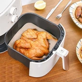 250 Adet Air Fryer Pişirme Kağıdı Tek Kullanımlık Hava Fritöz Yağ Geçirmez Yapışmaz Gıda Pişirme Kağıdı Delikli Kare Model thumbnail 5