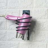 Kendiliğinden Yapışkanlı Siyah Paslanmaz Metal Fön Makinesi Askısı Saç Kurutma Makinesi Tutacağı thumbnail 2