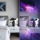 Uzaktan Kumandalı ve Zamanlayıcılı Farklı Renk Işık Modlu Astronot Projektör Gece Lambası thumbnail 4