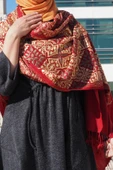 Omuz Şal Ipek Işlemeli Paşmina Şal Kaşmir - 1