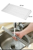 Evye Üstü Katlanır Nihale Paslanmaz Çelik Pratik Sebze Meyve Bulaşık Kurutma Süzgeci thumbnail 8