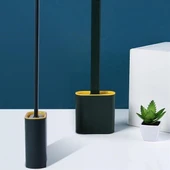 Duvara Monte Edilebilir Kapaklı Askılı Klozet Yumuşak Silikon Başlıklı Tuvalet Fırçası Seti thumbnail 2