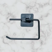 Kendiliğinden Yapışkanlı Siyah Paslanmaz Metal Kapaksız Tuvalet Kağıtlığı Aparatı thumbnail 2