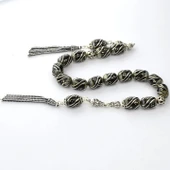 Oltu Taşı ve Galalith Çift Çeşmi Bülbül İşleme Kapsül Kesim Zaza Tespih thumbnail 2