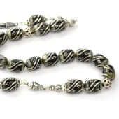 Oltu Taşı ve Galalith Çift Çeşmi Bülbül İşleme Kapsül Kesim Zaza Tespih thumbnail 1