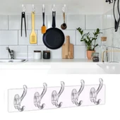 5'li Güçlü Yapışkanlı Şeffaf Duvar Askısı Banyo Mutfak Düzenleyici Pratik Askılık thumbnail 1