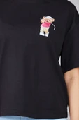 MORESUN Ayıcık Baskılı Bisiklet Yaka T-shirt - 2