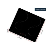 Kumtel HI6-4TB Elektrikli İndüksiyonlu Dört Gözlü Ankastre Ocak Siyah thumbnail 3