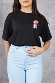 MORESUN Ayıcık Baskılı Bisiklet Yaka T-shirt - 1