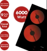 Kumtel HV6-04T Vitroseramik Elektrikli Cam Ankastre Ocak Siyah thumbnail 2