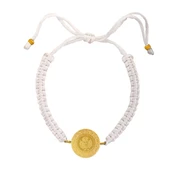 AgaKulche 22 Ayar Çeyrek Altınlı Beyaz İpli Bileklik thumbnail 2