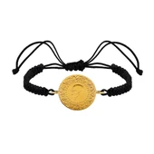 AgaKulche 22 Ayar Yarım Altınlı Siyah İpli Bileklik - 1