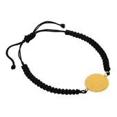 AgaKulche 22 Ayar Yarım Altınlı Siyah İpli Bileklik - 3